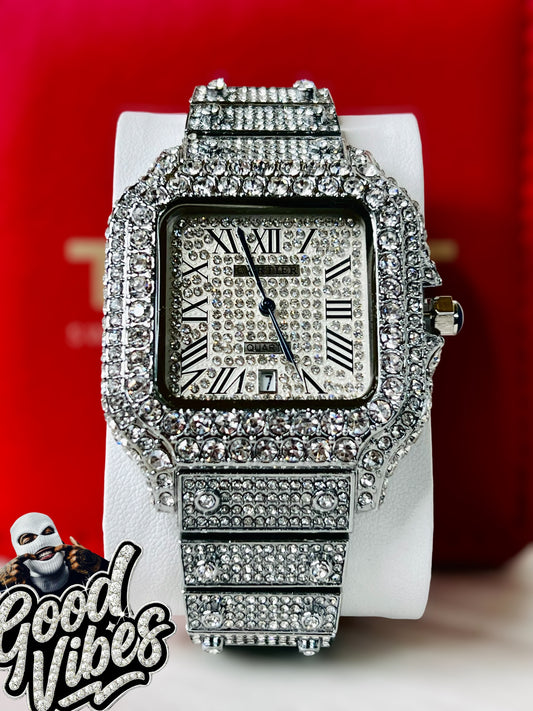 RELOJ CUBANO CARTIER ENDIAMANTADO.