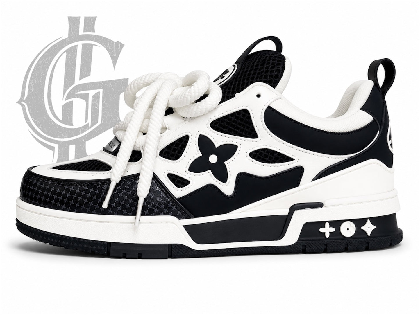 TENIS LV SKATE NEGROS CON BLANCO.